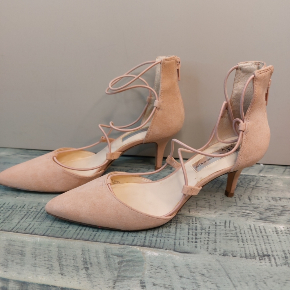 Elegant Pink Lace-Up Women's Heels